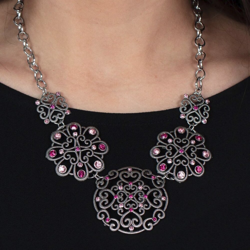 Paparazzi Jewelry Accessories - Royally Romantic - Pink Necklace - Vintage